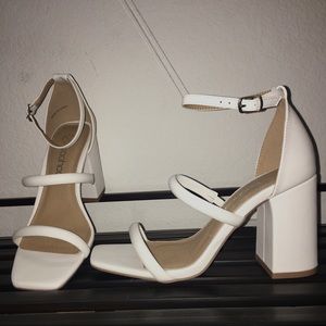 white chunky heels